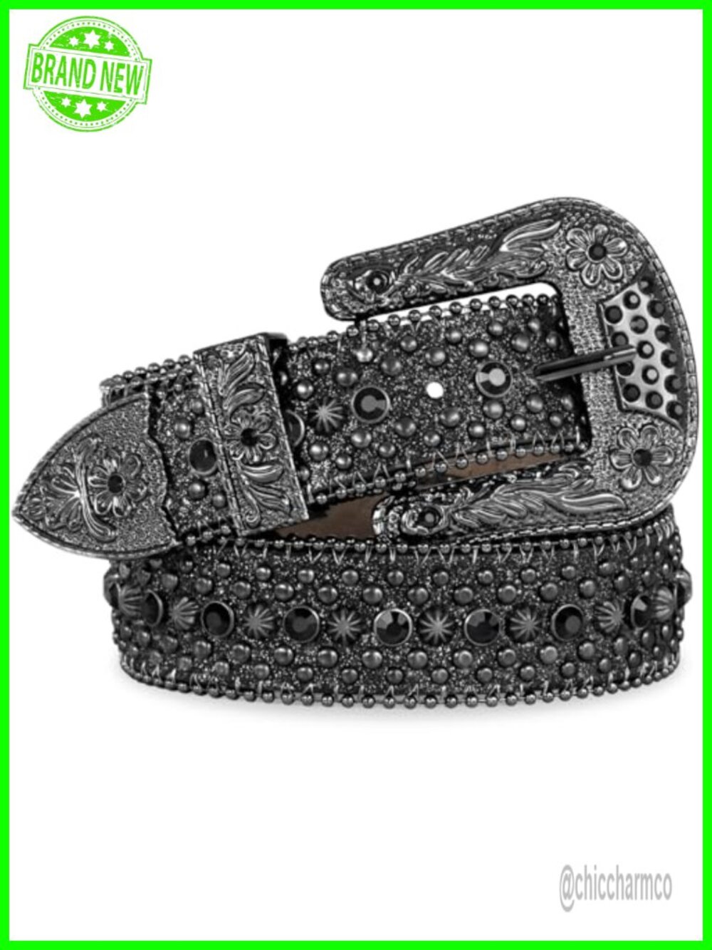 Rhinestone Belt Bling Western Studded PU Leather Shining Diamond Waist Belt for